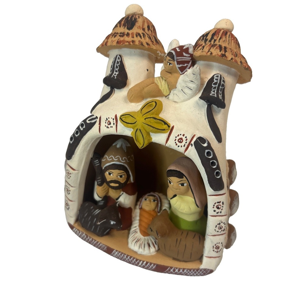 Peruvian? Nativity Pottery Handmade Baby Jesus Painted